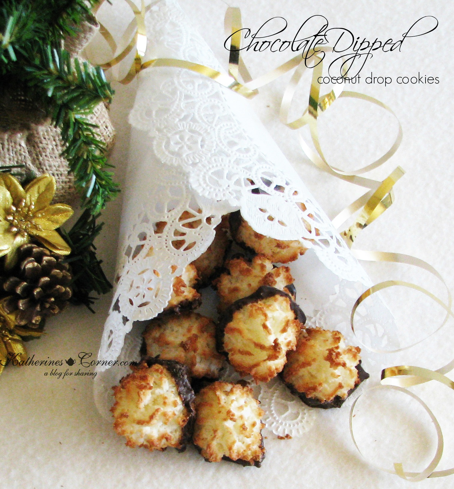 Chocolate Dipped Coconut Drop Cookies